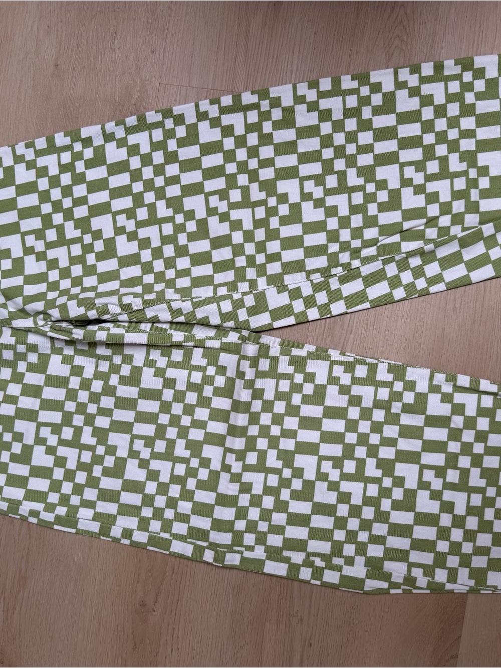 Kids Green and White Checkered Jeans